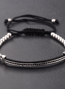 极速Classic  CZ Black Zircon Long TubHes&4MM Copper Beads Ma