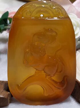 极速天然翡翠黄翡色玉俏色s冰种玻璃种 十二生肖 五鼠运财 牌 挂