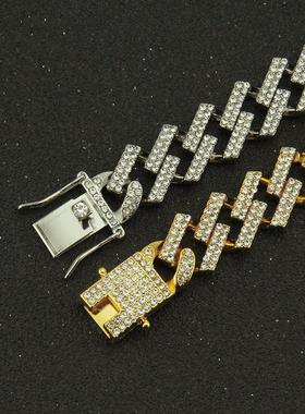 极速Jewelry geometric rhombus diamond Cuban chaRin necklace