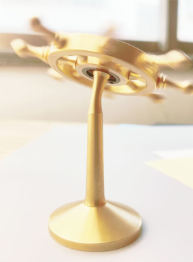 极速一帆风顺全纯黄铜船舵手方向盘创意黄铜领航船V舵摆件工艺品