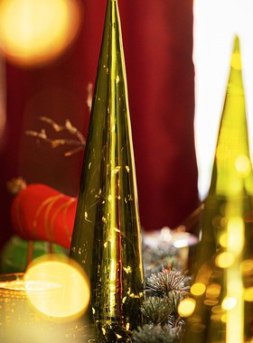 极速玻璃灯圣诞树星星塔灯彩灯桌面发光摆K件装饰灯网红小夜灯节