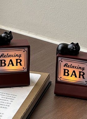 极速复古小猫h咪夜灯迷你桌面氛围灯床头灯卧室咖啡吧台酒吧装饰