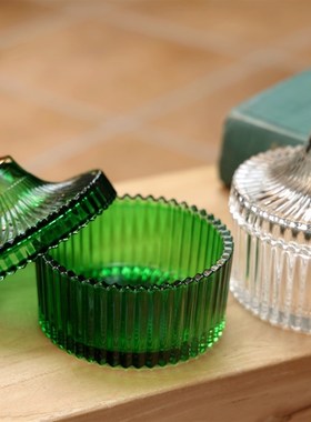 极速欧式竖纹g餐厅玻璃糖缸干果罐储物罐果盅零食罐子首饰盒子装