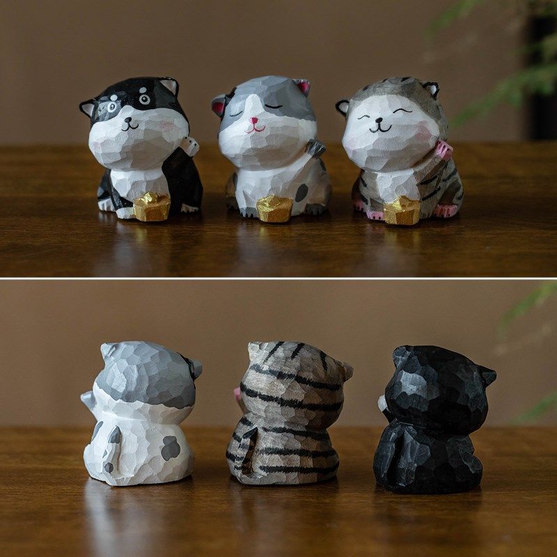 极速网红可爱小猫咪汽车r摆件手工木雕中控台车载装饰治愈系萌宠,淘宝优惠券,粉丝福利购,淘宝优惠卷