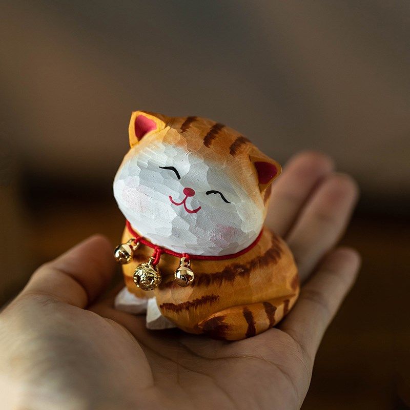 极速手工木雕可爱招财小猫咪汽车摆件中控台创意S车载桌面治愈系,淘宝优惠券,粉丝福利购,淘宝优惠卷