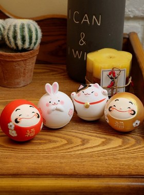 极速小兔b兔招财猫达摩不倒翁摆件办公室好物桌面装饰可爱解压治