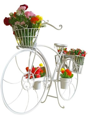 极速欧式铁艺落地大自行车花架橱窗道具庭K院阳台装饰品摆件复古