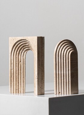 速发何级感黄洞石抽象几高艺术品摆件侘寂原摆风开放柜软装设计木