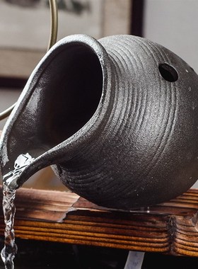 速发中式陶瓷鱼缸循环小号自制出泉喷水口装配摆件流水器饰件假山