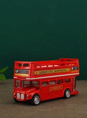 速发风复古居旧饰层巴士车模型合金家怀儿童房摆件童装店软装双品
