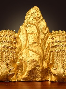 黄铜狮子石敢当摆件家居玄u关客厅公司前台桌面摆放铜工艺品礼品