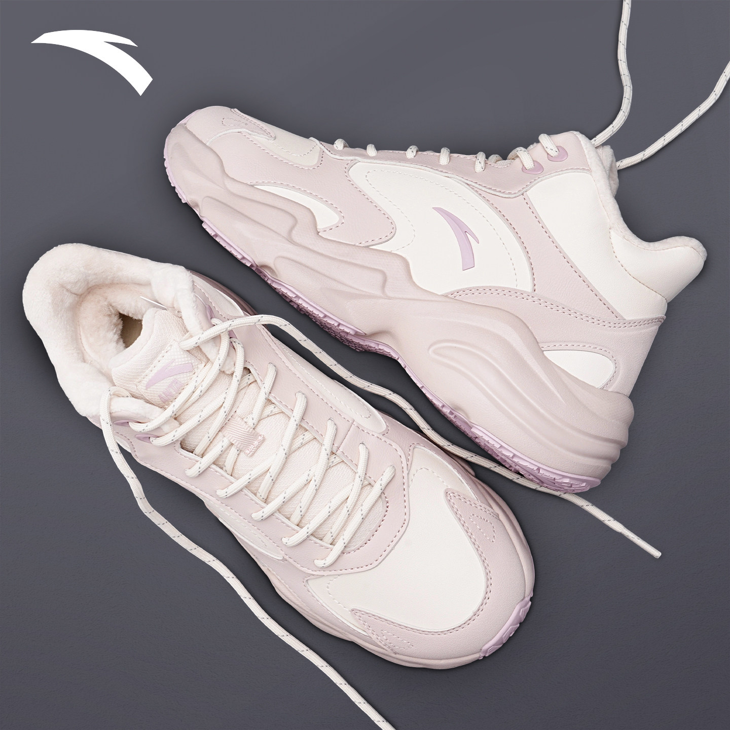 安踏行者高帮棉鞋加绒保暖女鞋2025冬季新款加厚防滑运动休闲鞋子,淘宝优惠券,粉丝福利购,淘宝优惠卷