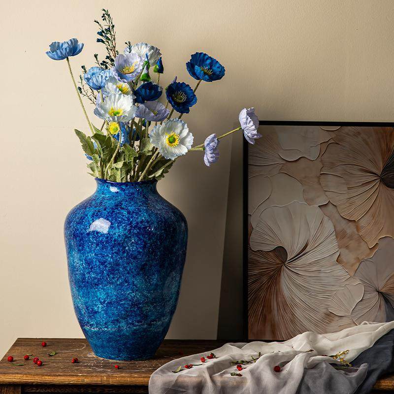 景德镇陶瓷花瓶复古绿粗陶花器客厅插花中式陶罐摆件装饰复古花盆,淘宝优惠券,粉丝福利购,淘宝优惠卷