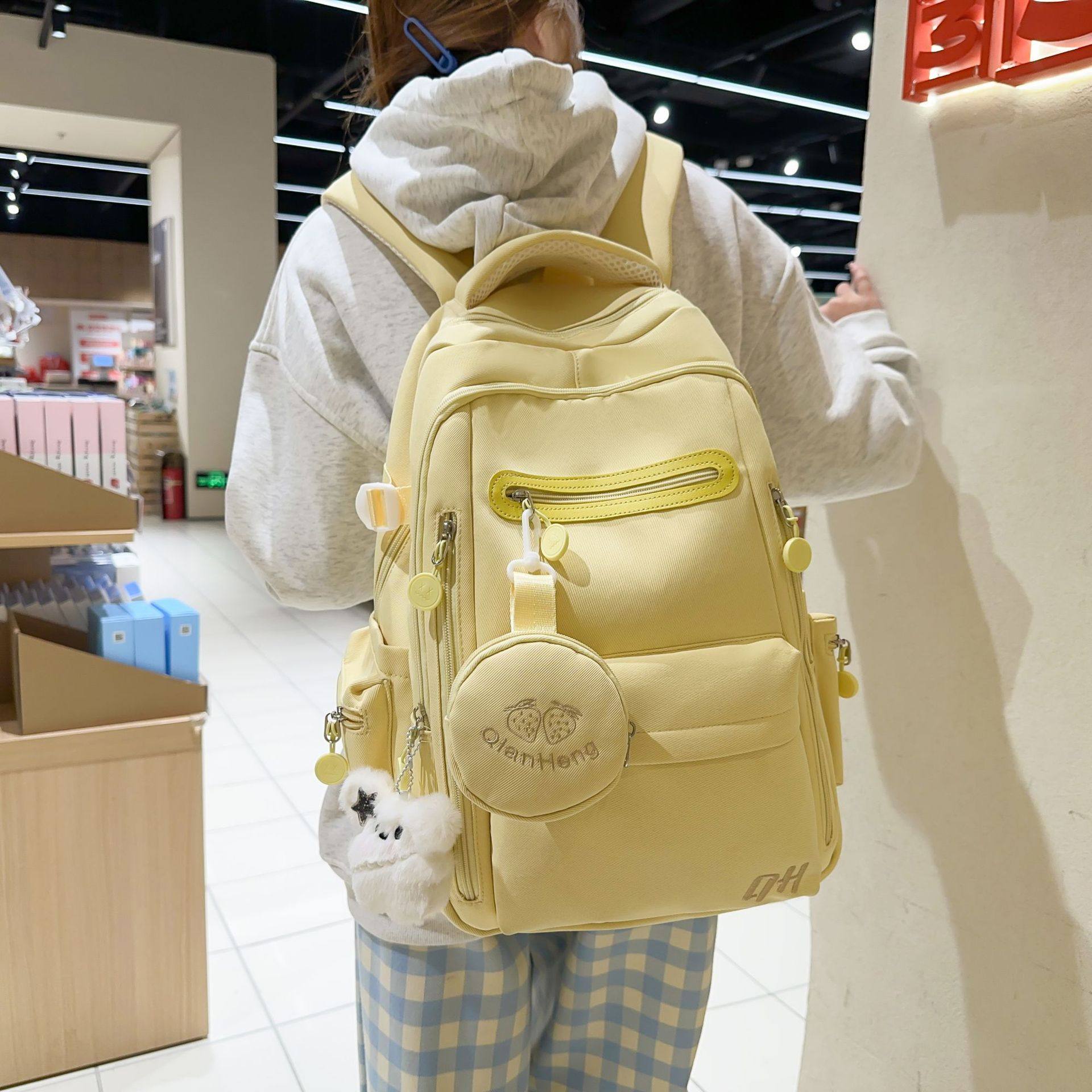 韩系ins粉色甜美学院风中小学生三到六年级宽肩带多隔层双肩包女,淘宝优惠券,粉丝福利购,淘宝优惠卷