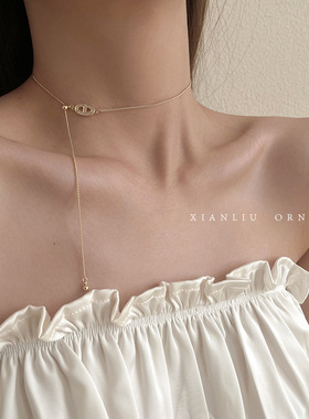 时尚抽拉式猪鼻子项链2025新款爆款女冷淡风锁骨链高级设计感小众