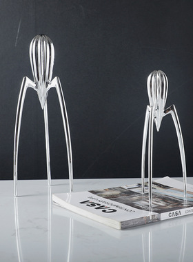 极速章鱼现代简约银色q八爪章鱼外星人摆件样板房间客厅软装饰品