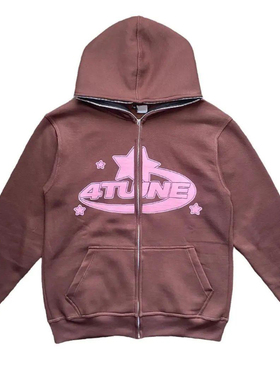 极速Star Letter Printp Hoodie Men Retro Zip Up Long Sleeve L