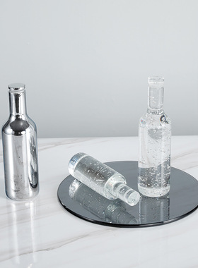 极速简约现代酒吧黑白水晶气泡酒瓶软装J摆件样板房售楼处极简轻