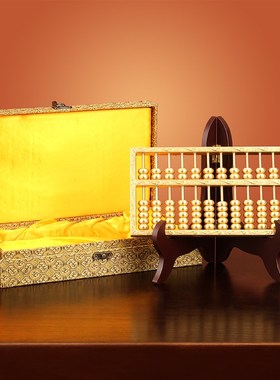 速发纯铜如意算盘摆件实心招财金算子老式办公室摆设经商工艺礼品