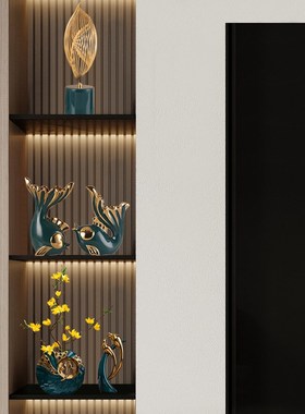 速发艺柜电视柜玄关风公水起摆件轻奢高档客厅装饰品办生室工酒品