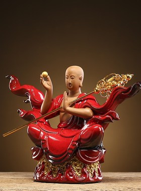 速发观档地藏王菩萨禅意大号摆件香流倒流家用室内中赏带灯高式送