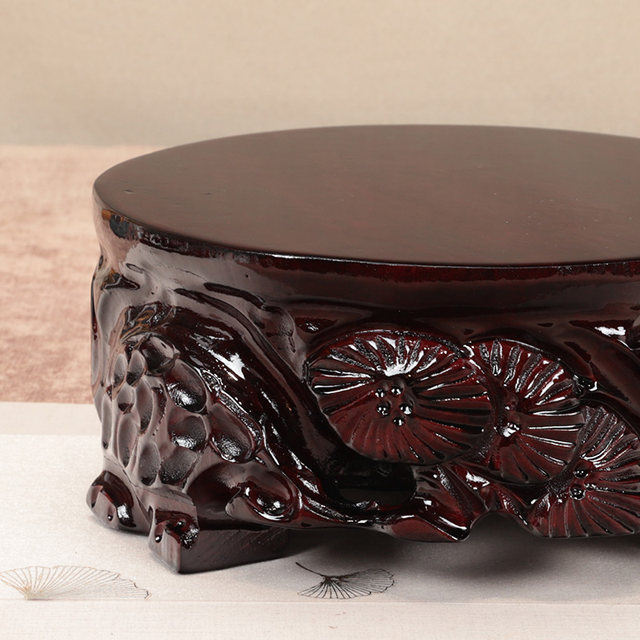Solid wood round Taishan stone whole wood root carving base