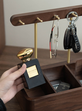 黑胡桃实木钥匙收纳玄关摆件