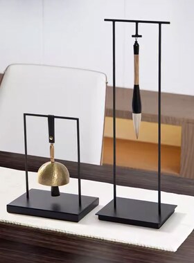 新中式书法书桌摆件文房t四宝毛笔架笔挂禅意书柜民宿软装饰品摆