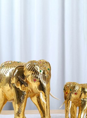 大象摆件实木雕刻招财吸水象w泰式酒柜办公室客厅乔迁礼品装饰摆