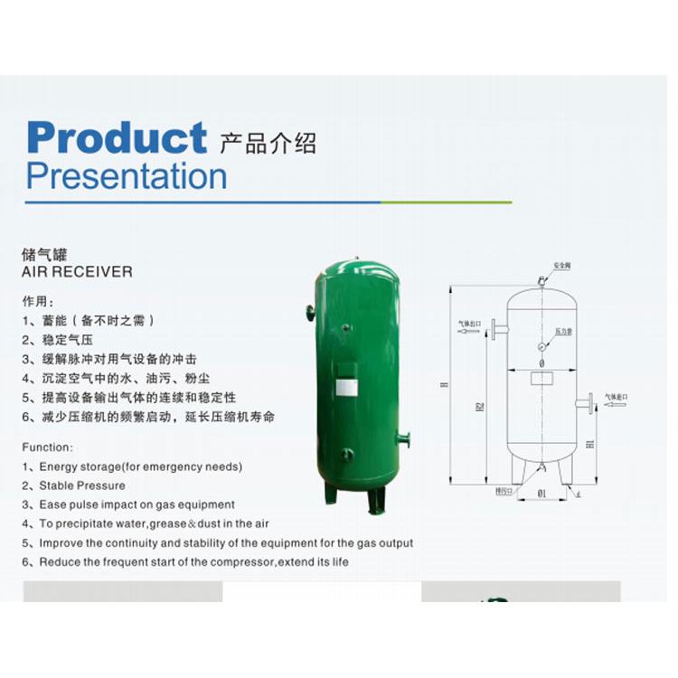 螺杆空压机专用储气罐0.3/0.6/1/2/立方8/10/13/16/30/60公斤 - 图2
