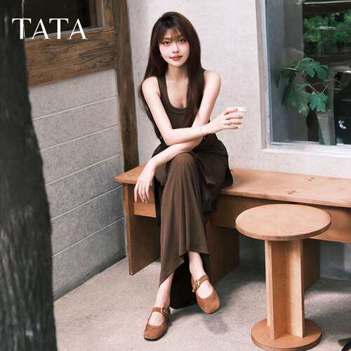 TATA他她狂想曲女鞋冬季豹纹单鞋百搭玛丽珍软糯羊皮鞋子7H003AQ6 - 图0