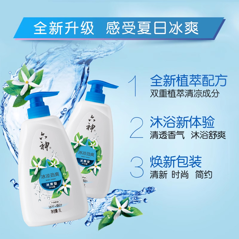 六神沐浴露清凉爽肤劲凉酷爽大容量家庭装男士成人夏季官方正品 - 图1