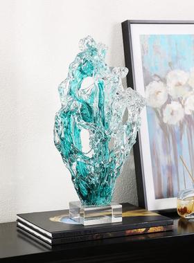 太湖石琉璃发财树摆件现代简约客厅酒店样板间博古架桌面装饰送礼