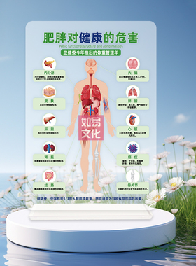 肥胖对健康影响减肥机构教育图示健康教育模型减肥宣传亚克力摆台