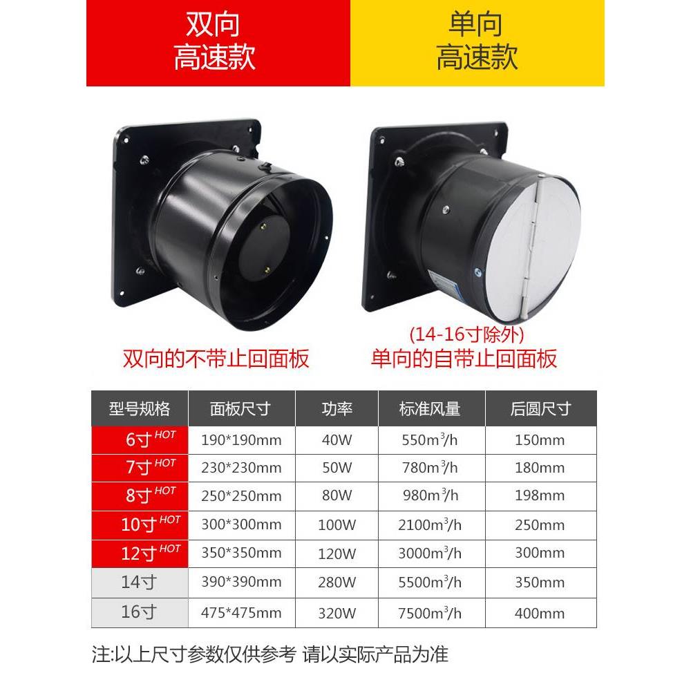 包邮大功率排气扇排风扇厨房家用换气扇抽油烟机工业大吸力抽风 - 图0