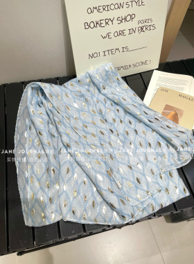 Jane·烫金薄款披肩丝巾女夏百搭软糯沙滩巾空调房度假出片外搭