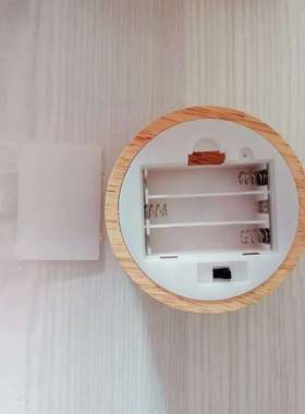 圆形电池盒款实木发光底座LED水晶灯座小夜灯3节电池款带开关摆件