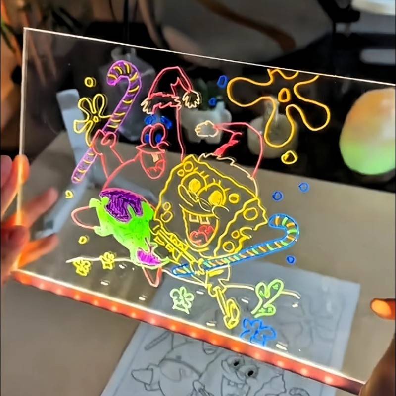 儿童发光的画板透明双面亚克力板diy涂鸦手绘画板可擦写涂画家用 - 图1
