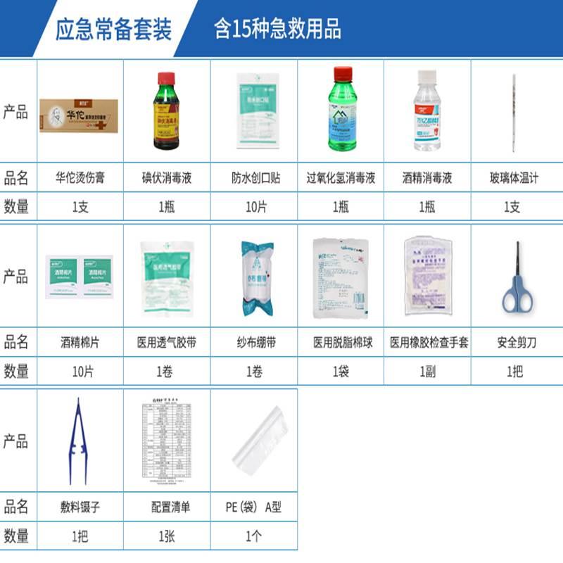 增补包家庭户外学校实验室急救箱内容物急救用品补充套装