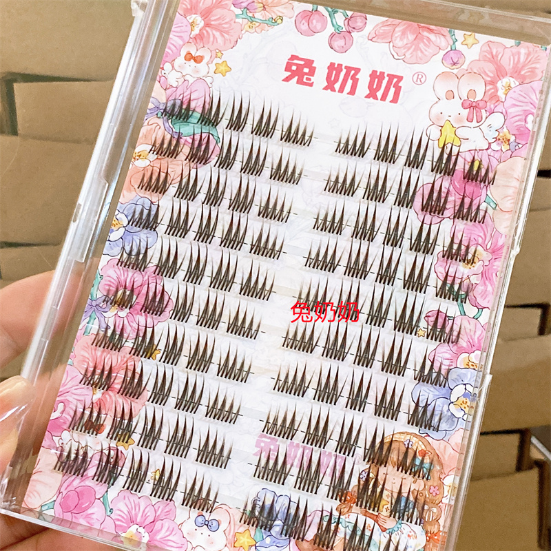 兔奶奶D09韩式女团仙子毛分段式透明梗漫画湿尖上镜爱豆同款睫毛 - 图3
