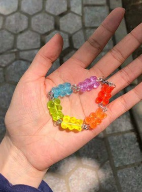 多色小熊手链土酷趣味可爱蹦迪