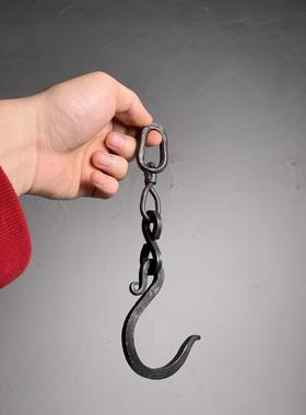 手作艺术装饰挂钩手工锻打万向铁艺吊钩自在钩悬挂铁壶花器