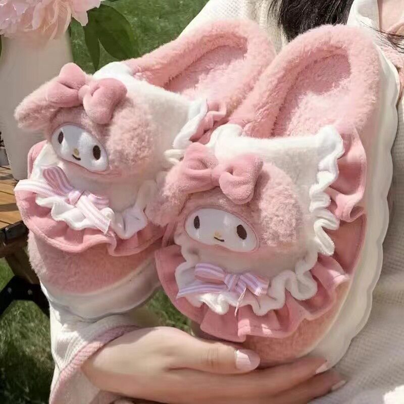 HelloKitty猫棉拖鞋女士冬季包跟2024新款毛绒防滑月子鞋棉鞋女-图2