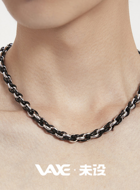 明星同款黑白麻花钛钢中性项链