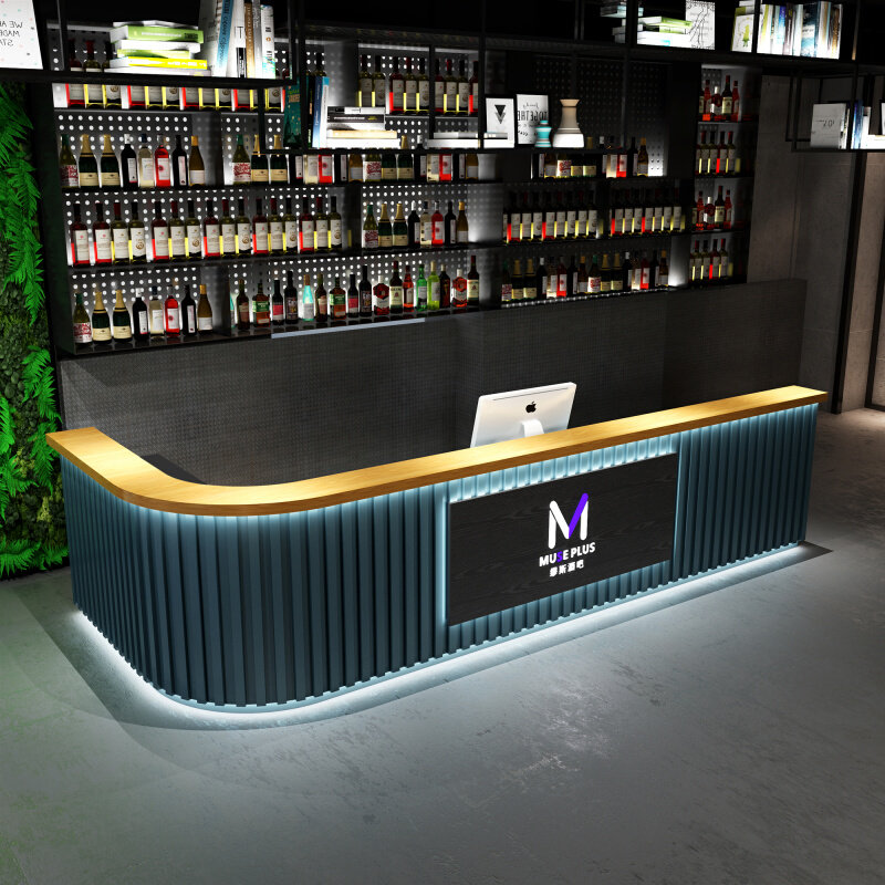 复古工业风酒吧吧台咖啡台球厅饭店收银台火锅店健身房前台接待台_虎窝淘