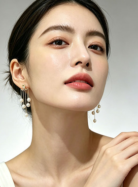 韩系流苏仿珍珠耳环女
