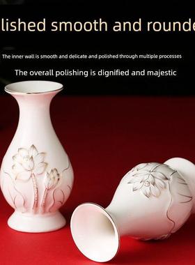 供花瓶佛前贡瓶供佛花瓶家用供奉观音莲花净水瓶佛堂圣水瓶插花瓶