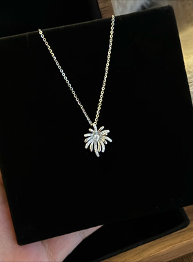 清冷感银色烟花吊坠项链女高级感