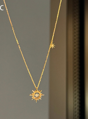 金色太阳项链女款2026新款锁骨链