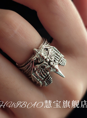 中古飞蛾戒指小众设计百搭食指戒